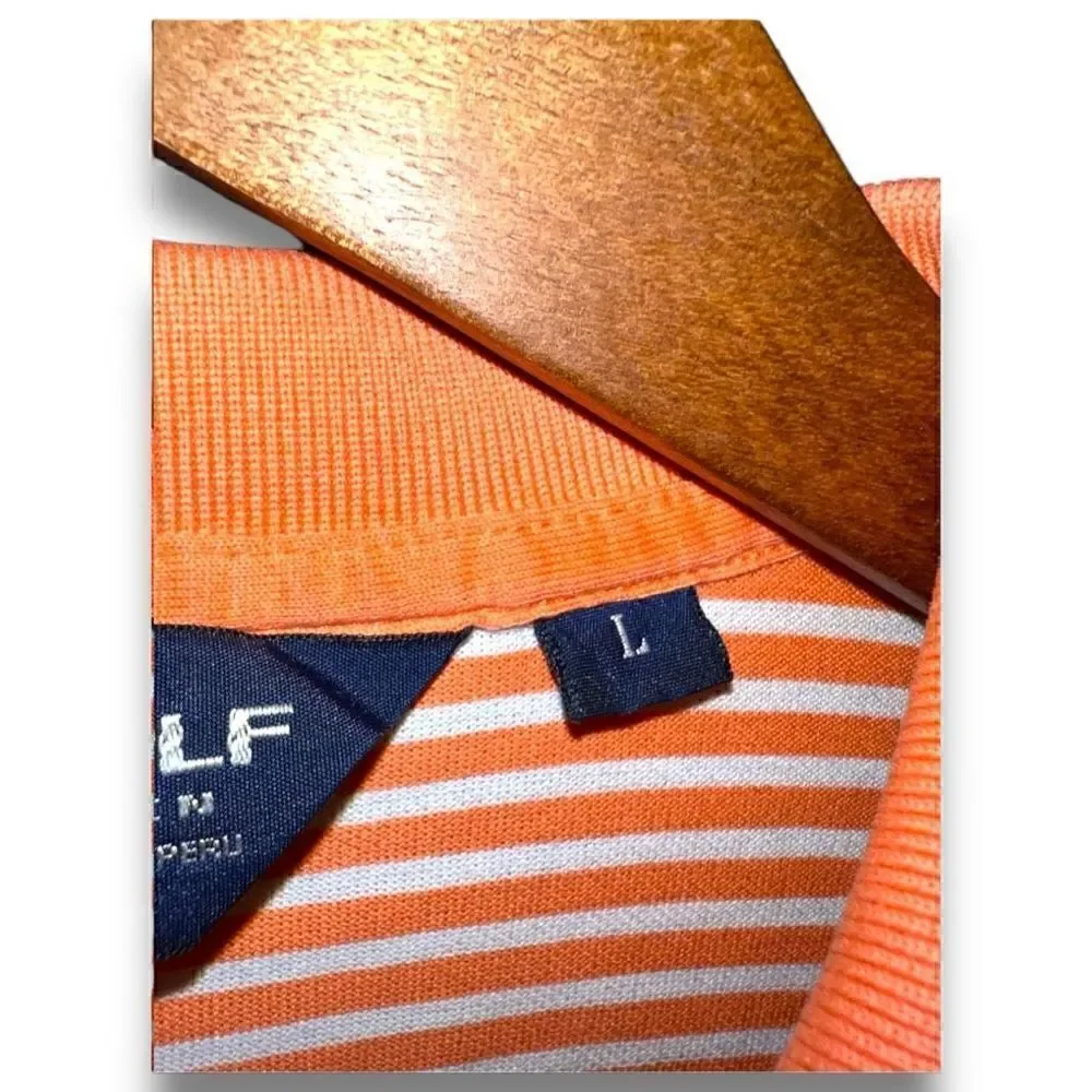 Orange & White Polo Ralph Lauren Golf 100% Pima Cotton Polo Size L